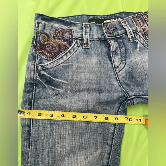 LOW RISE MISS SIXTY YK2 VINTAGE BLUE JEANS ,DISTRESS WITH EMBROILED POCKETS 24 - Picture 11 of 16